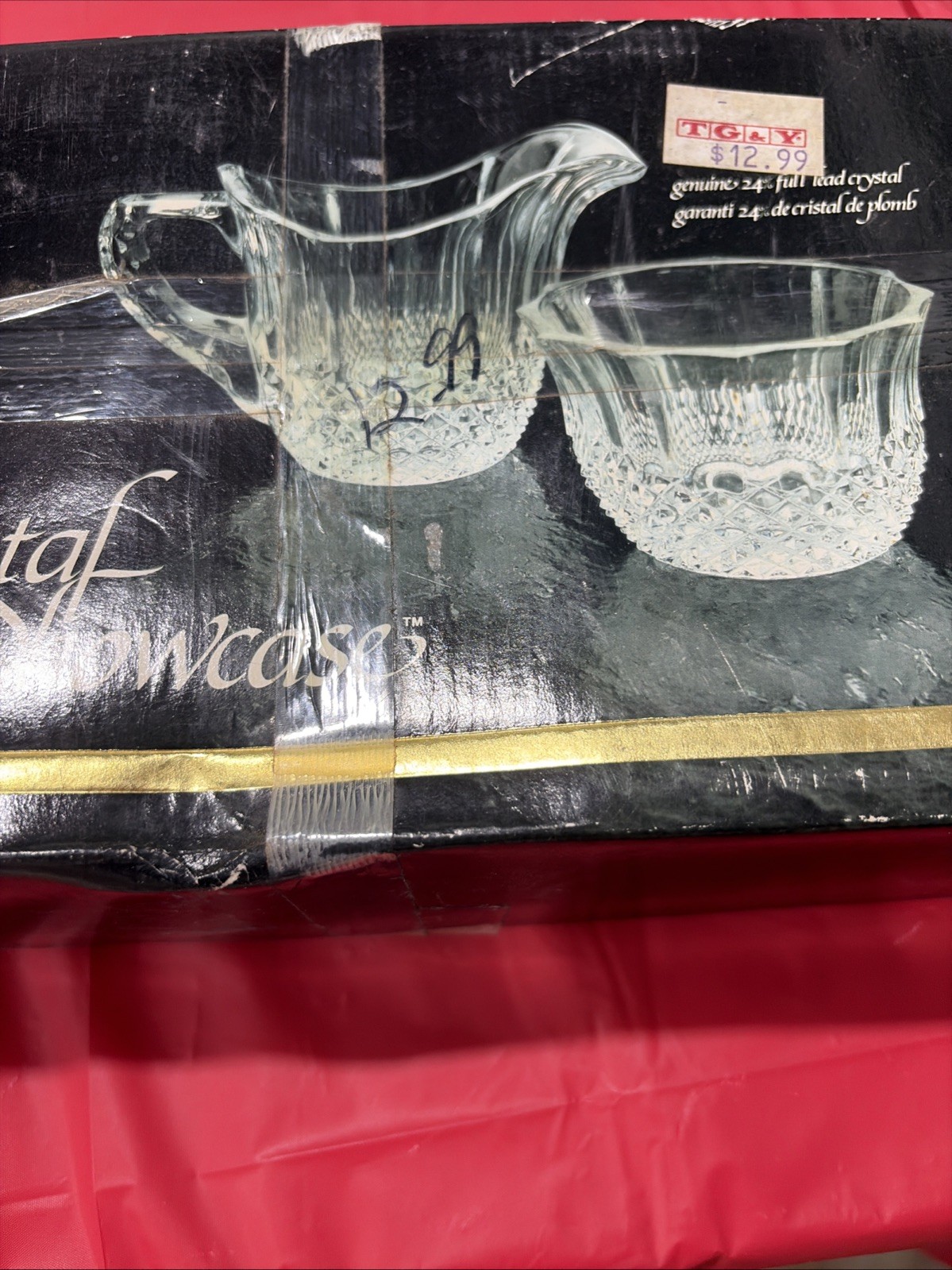 Vintage Crystal Show Case Genuine 24%crystal creamer &sugar Dishes