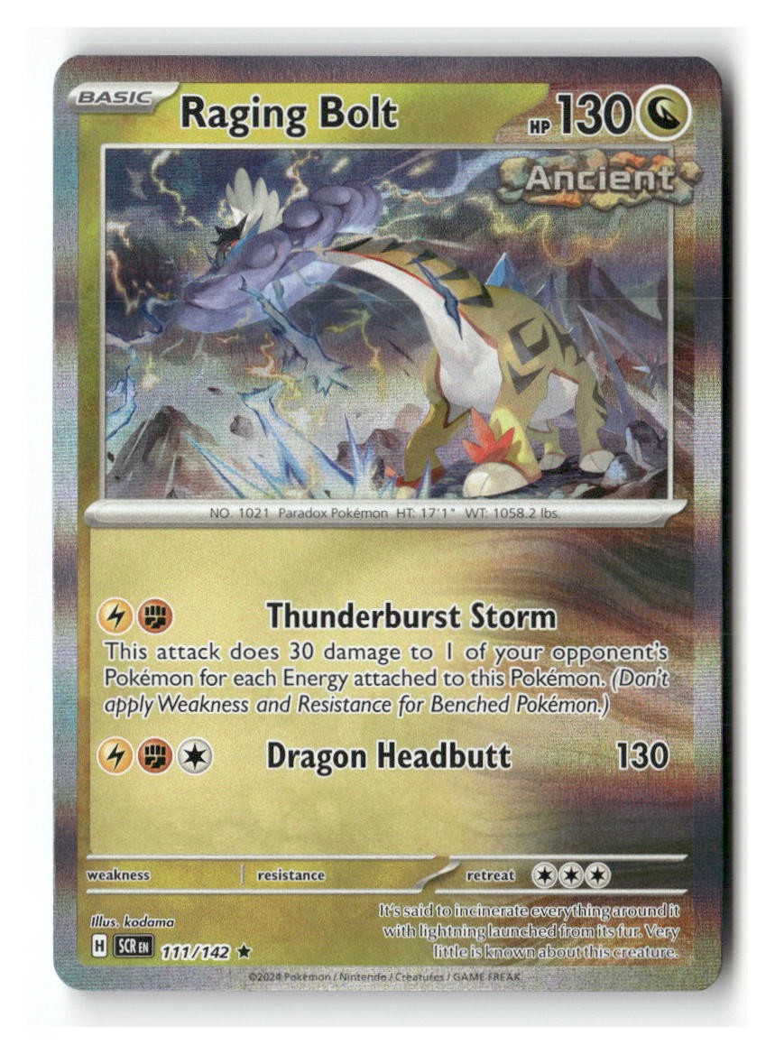 Raging Bolt 111/142 Rare Stellar Crown Pokemon Holo Near Mint
