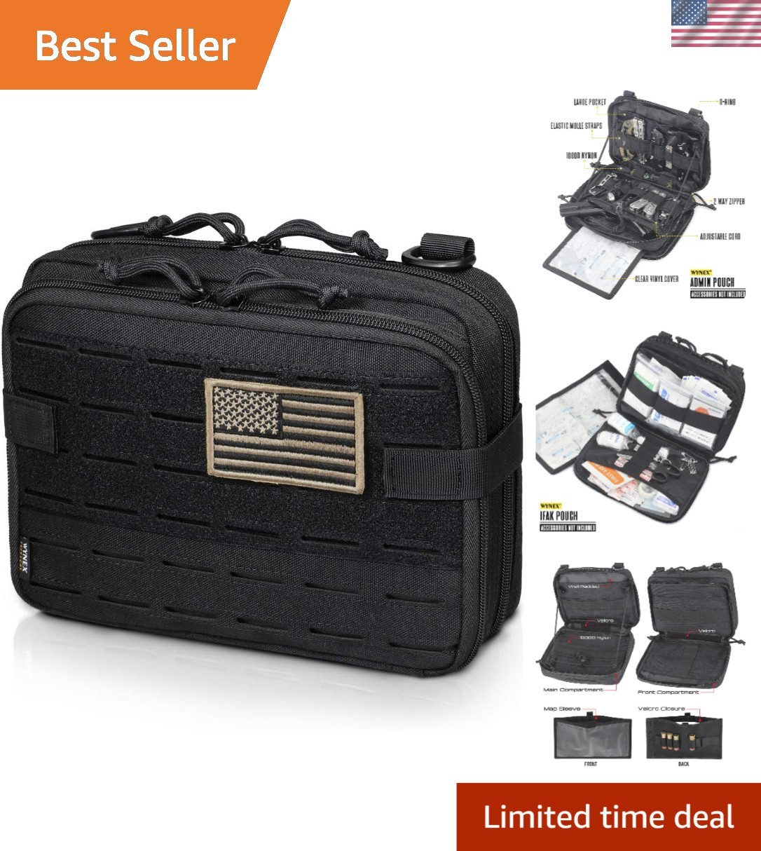Laser Cut Tactical Molle Admin Pouch - Durable 1000D Nylon Utility Organizer