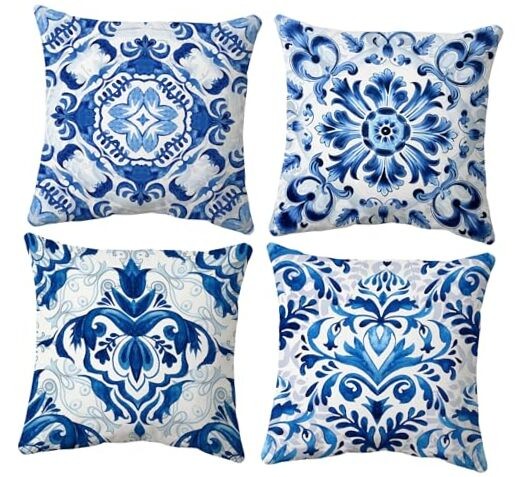  Chinoiserie Pillow Covers - 18x18, Decorative Throw Pillows, Blue and White 