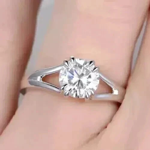 1.5Ct Round Cut Lab Created Diamond Solitaire Wedding Ring 14K White Gold Finish