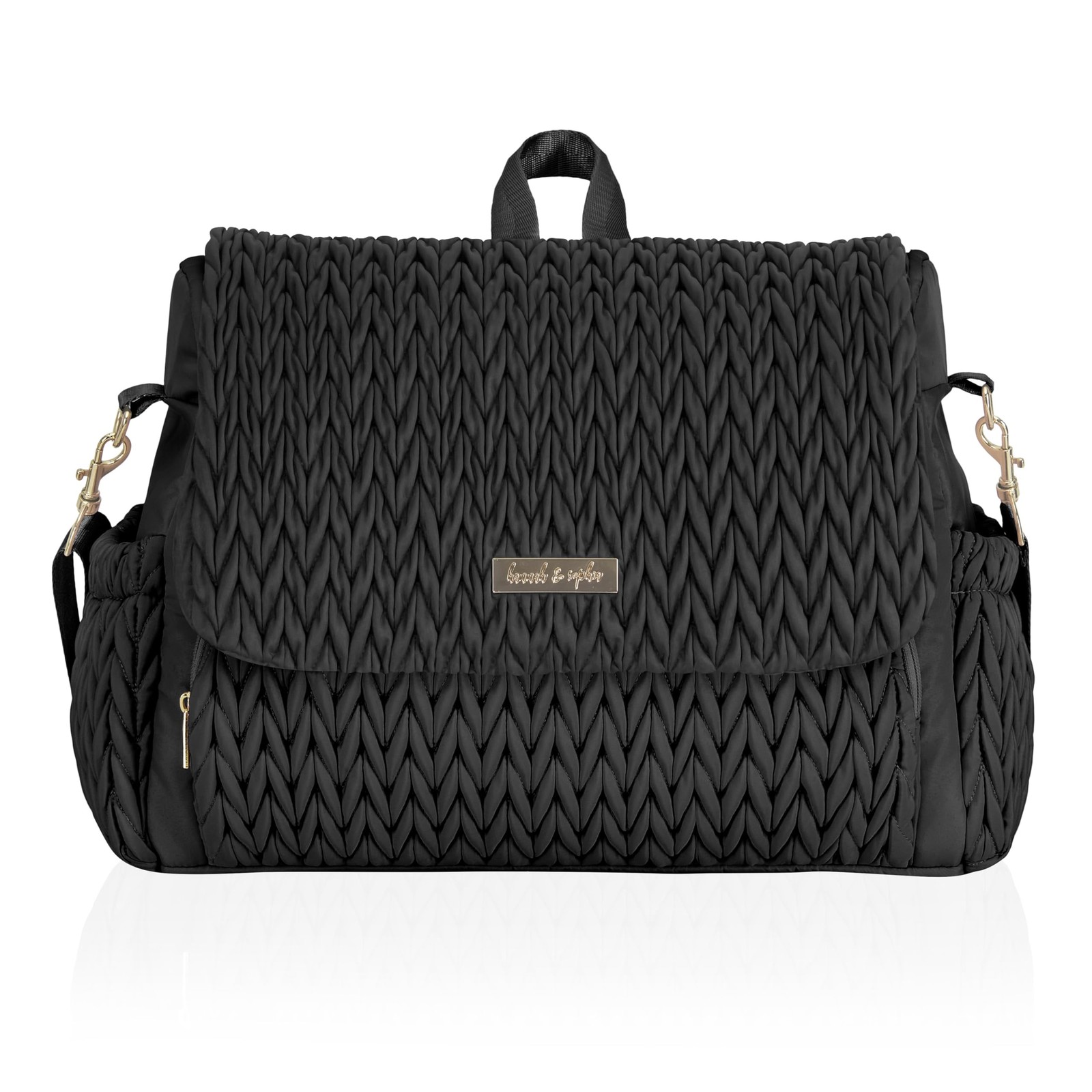 Hannah & Sophia Belle Convertible Baby Diaper Backpack & Bag in Black, Large ...