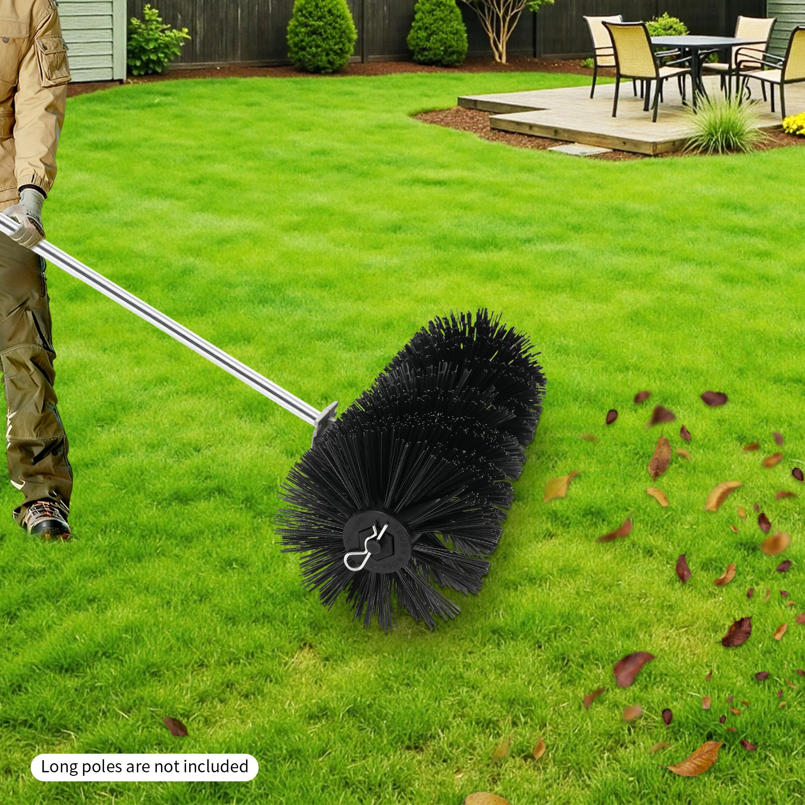 9 Teeth Broom Head Sweeper, 55*25cm Rolling Brush Head, Artificial Grass Brush