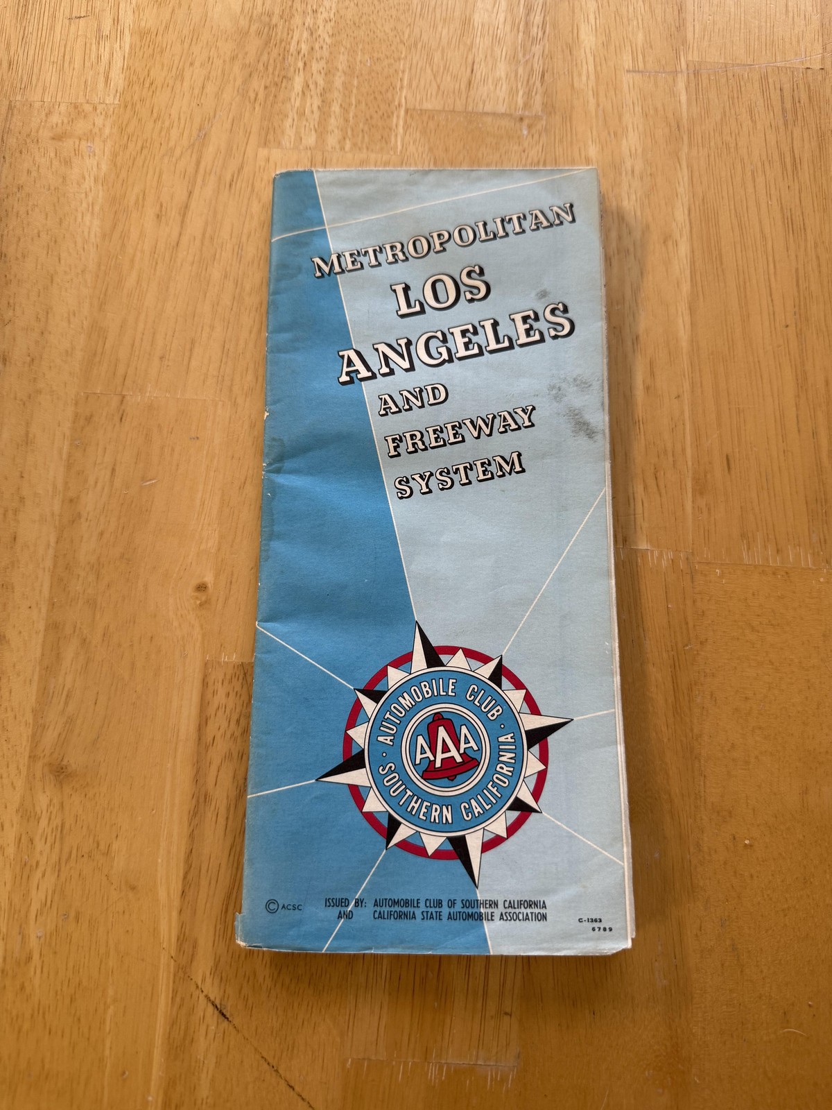 Vintage 1959 AAA Metropolitan Los Angeles Freeway Road Map Folded California