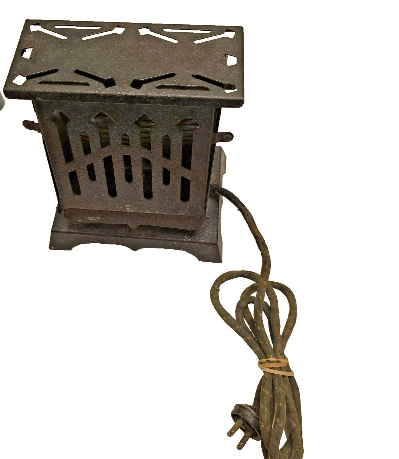 Vintage 1920s Cast Iron Electric Toaster Cloth Cord- For Parts - Or Repai– As Is