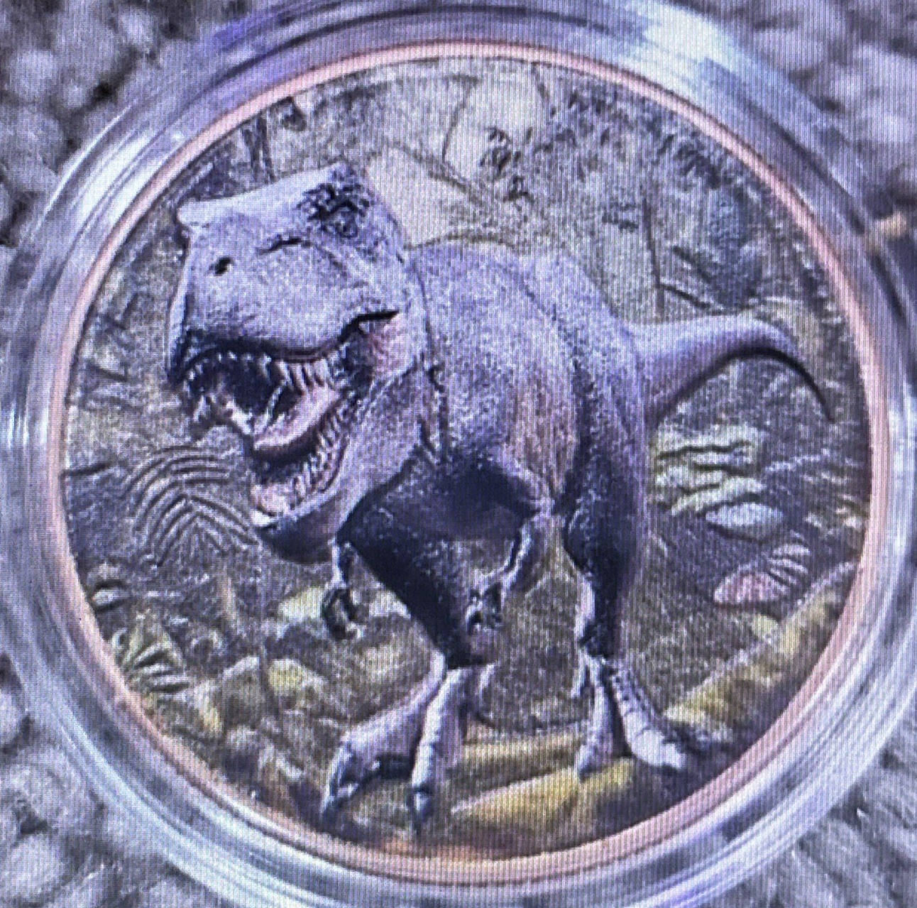 3-D 1 Oz Colored .999 Copper T Rex Round BEAUTIFUL !!!