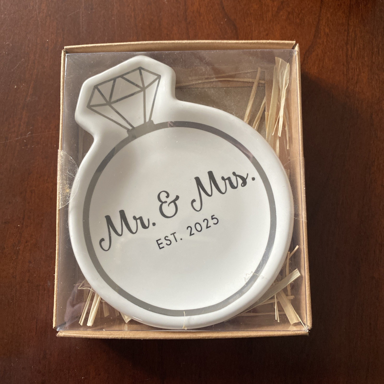 Mr. & Mrs. Ring Dish - Elegant Ceramic Ring Holder for Engagement, Wedding, and 