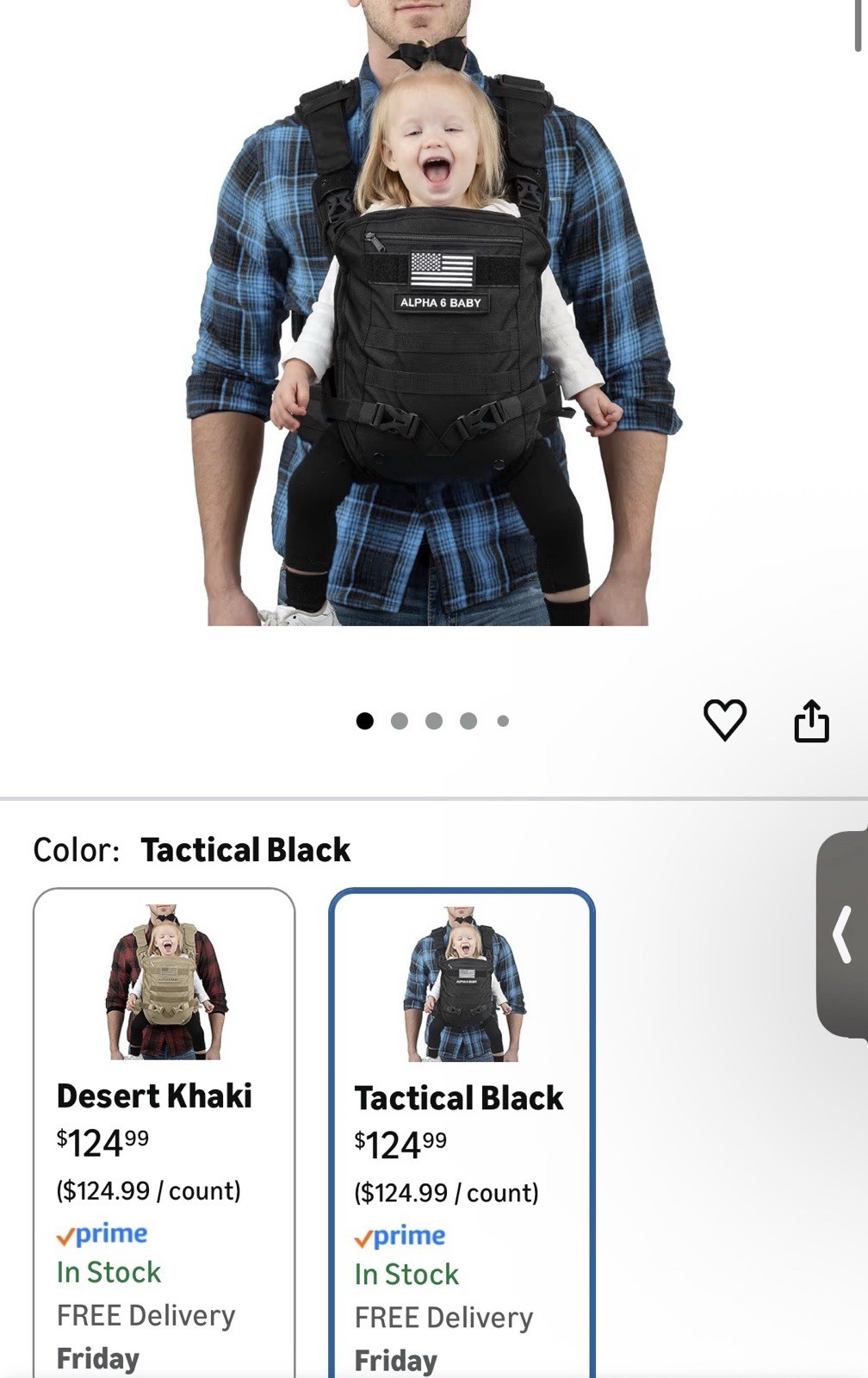 Baby Tactical Black Baby Carrier Buckle Closure Multi-Carrying Positions