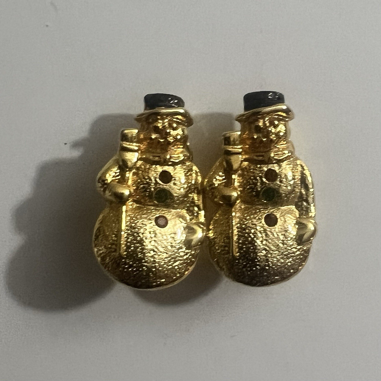 Vintage Gold Tone Clip On SANTA CLAUS Earrings Jewelry Women