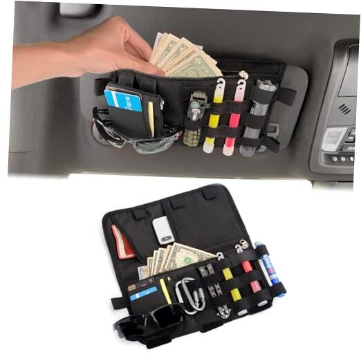 Molle Visor Panel Organizer, Tactical Car Sun Visor Cover Molle Webbing 1 Pack