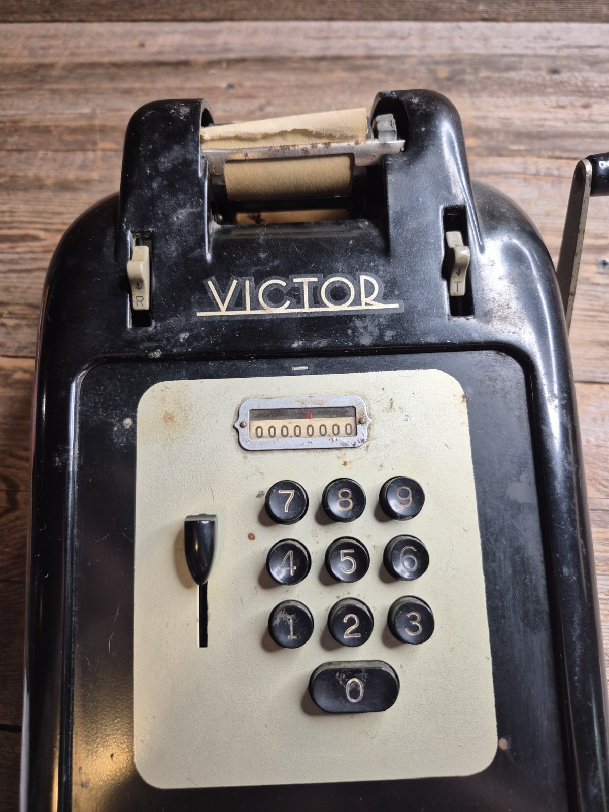 Vintage "Victor" Black Adding Machine With Original Cover