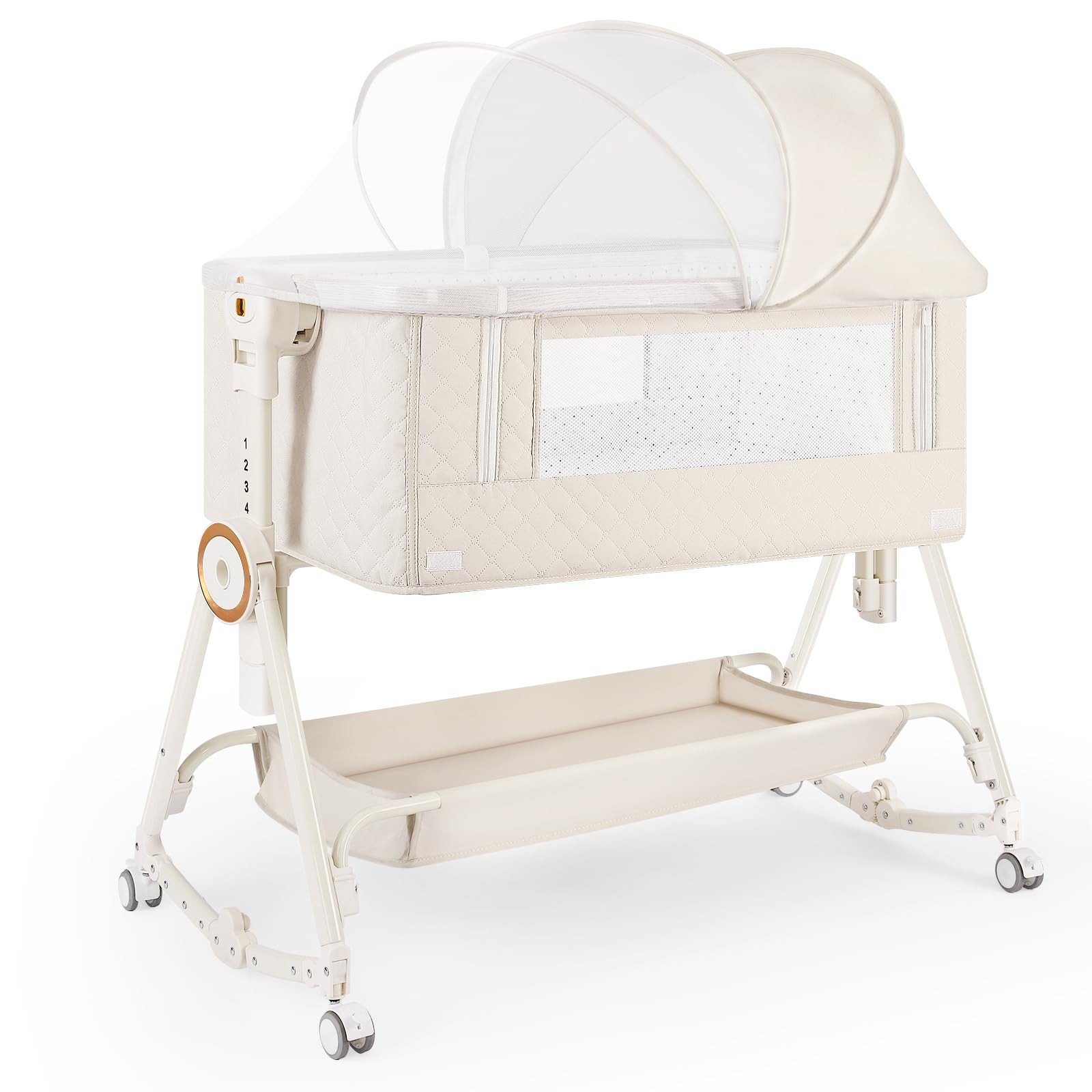 Baby Bassinet 5 in 1,Baby Bedside Bassinet with Diaper Changer, Mosquito Net,...