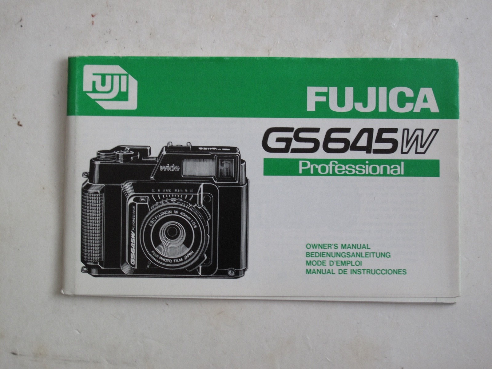 Fuji Fuji GS645W camera instruction manual,  US SELLER "LQQK"