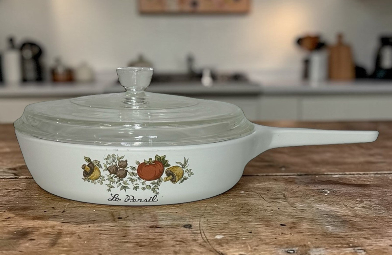 Vintage CorningWare Persil 6.5" Saucepan Skillet w/ Pyrex Lid P83‑B Collectible
