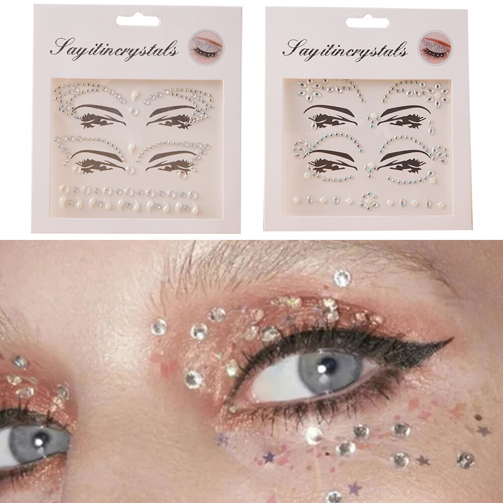 Face Jewelry Tattoo 3D Diamond Halloween Makeup Shiny Rhinestones DIY Beauty  θ
