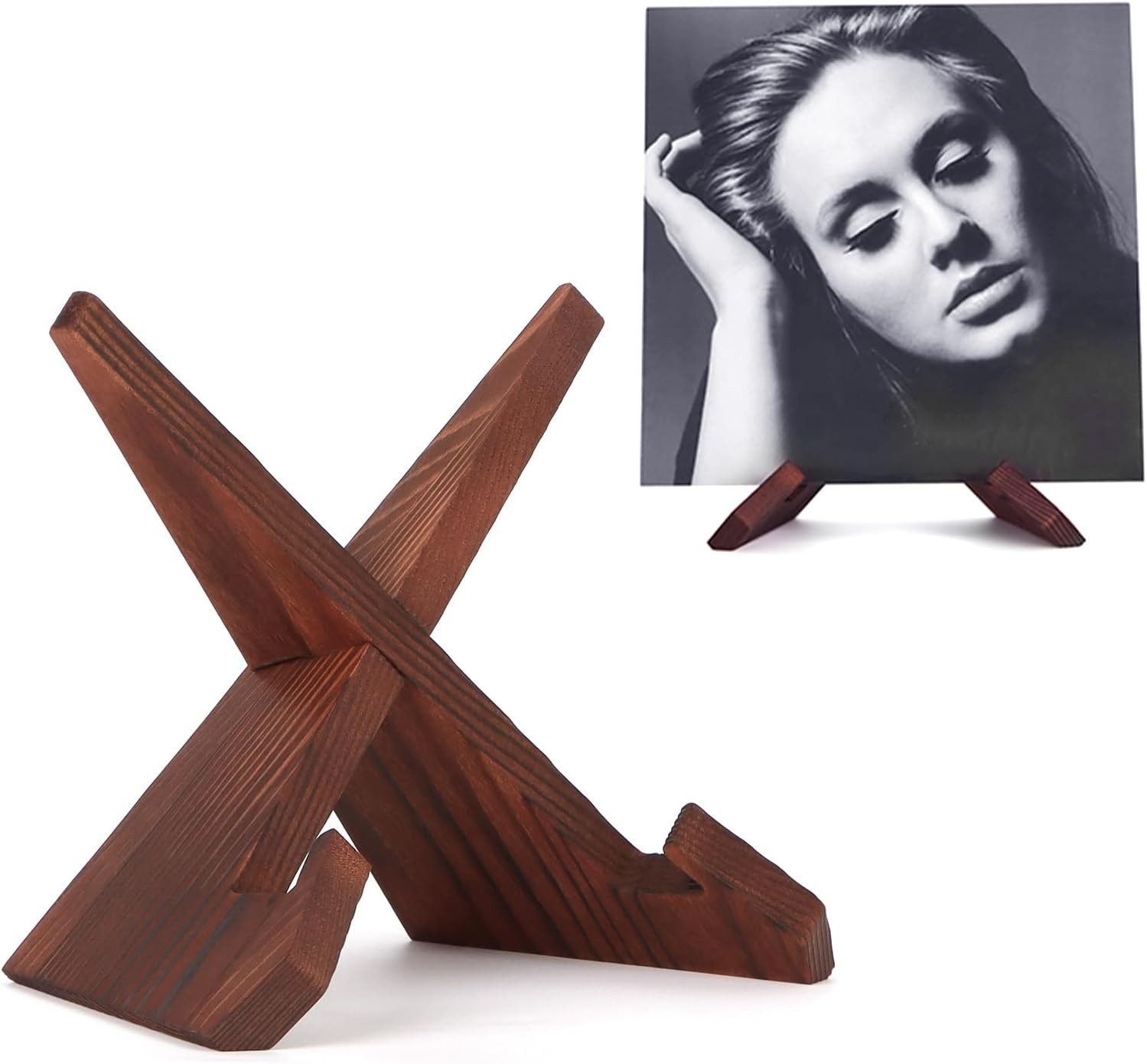 PUERSI Now Playing Vinyl Record Stand, Wooden Display Vinyl Holder Stand, Retro 