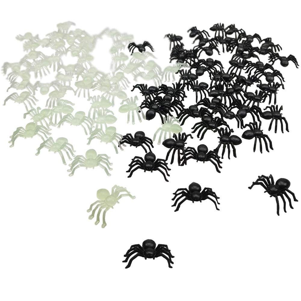 Bilipala Realistic Small Plastic Spider Toys Small, Black, Glow in the Dark 