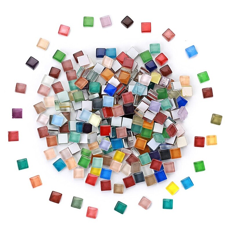 300X Square Shape 10MM Glass Bulk Colorful Mosaic Tiles for Vase Drawing Decor