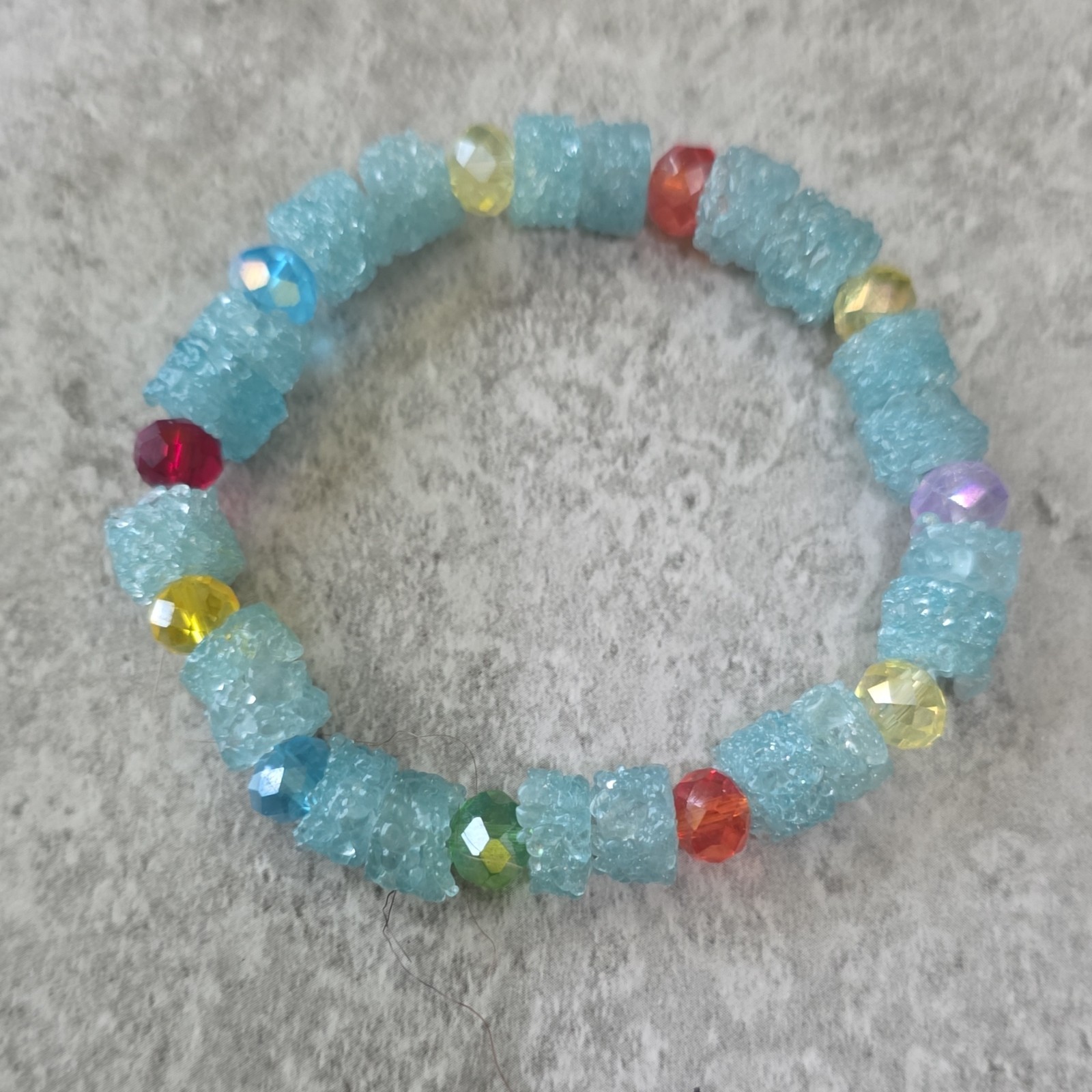 Beaded Bracelet Blue Multicolor Plastic Round Fashion Costume Unisex