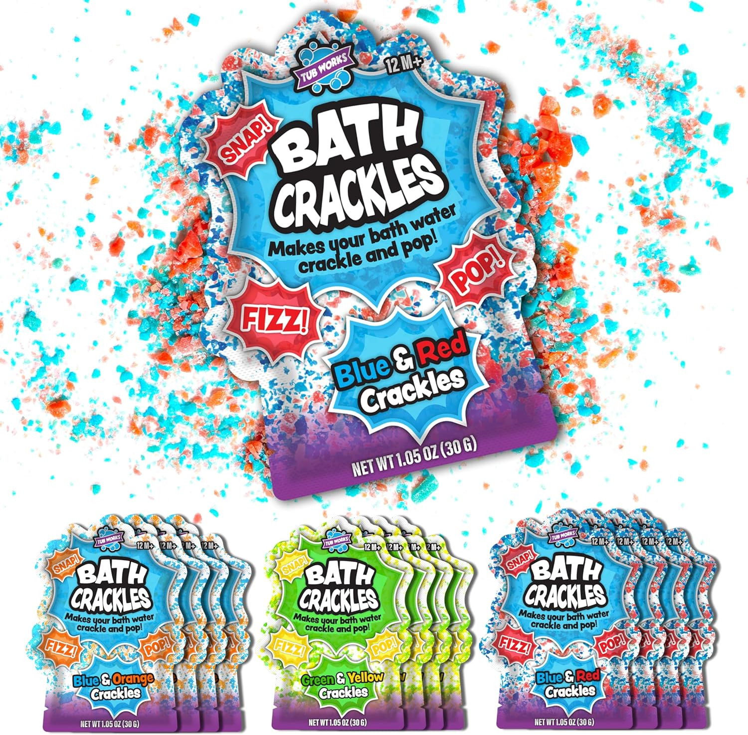 ® Bath Crackles Bath Toy, Variety 12 Pack | Nontoxic & Fragrance-Free | Makes Ba