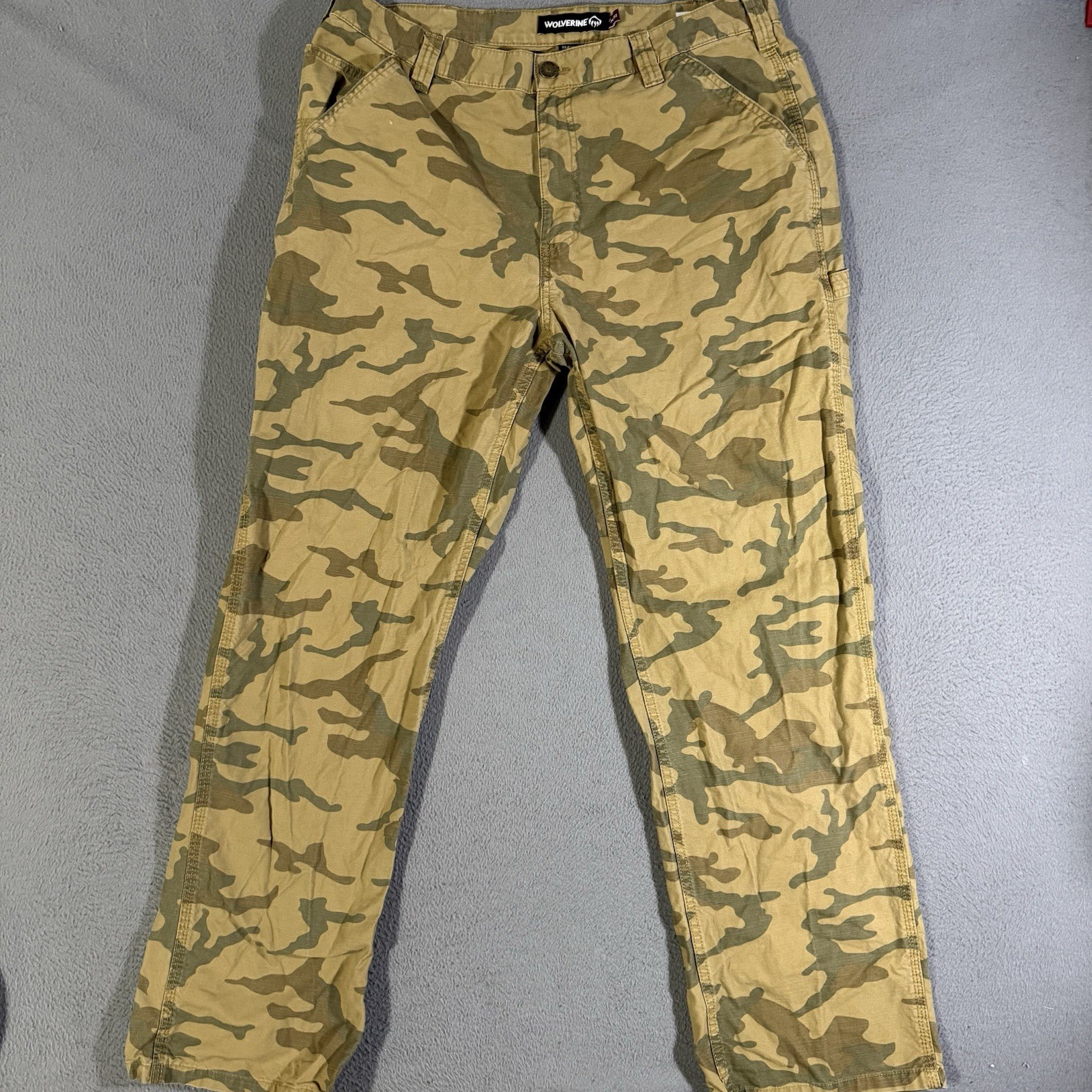 Men's Wolverine Camouflage Carpenter Hunting Work Pants Size 36 X 32