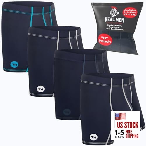 Real Men Custom Pouch Nylon Boxer Briefs 5X-Large D Pouch 4pk 6in Gunmetal Gray
