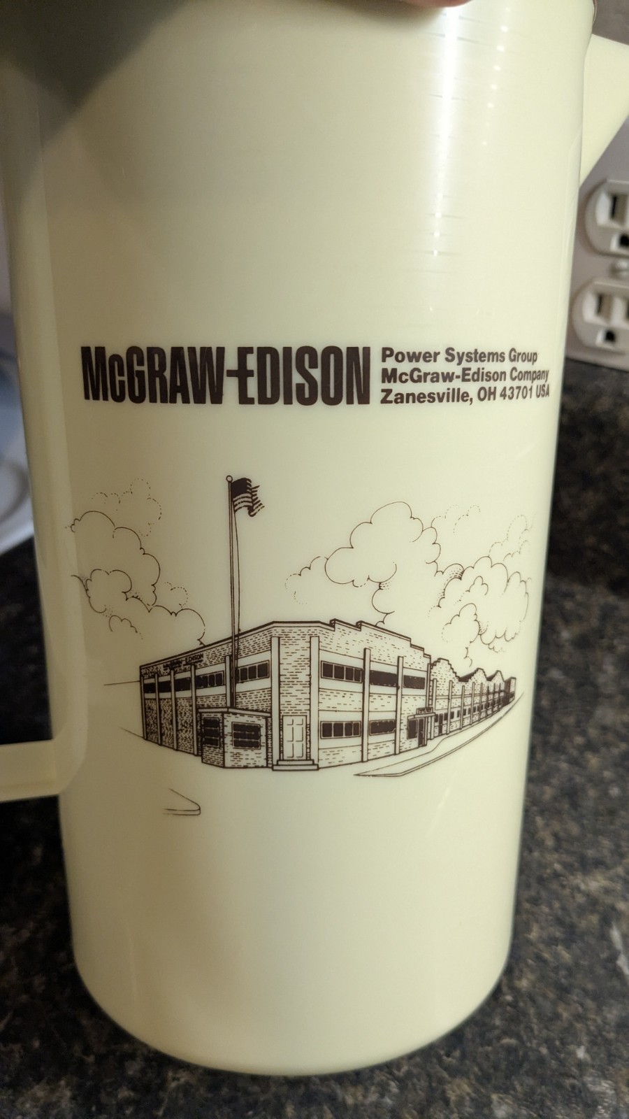 Vintage McGraw-Edison Pitcher Zanesville Ohio Power Systems Group Promo Plastic