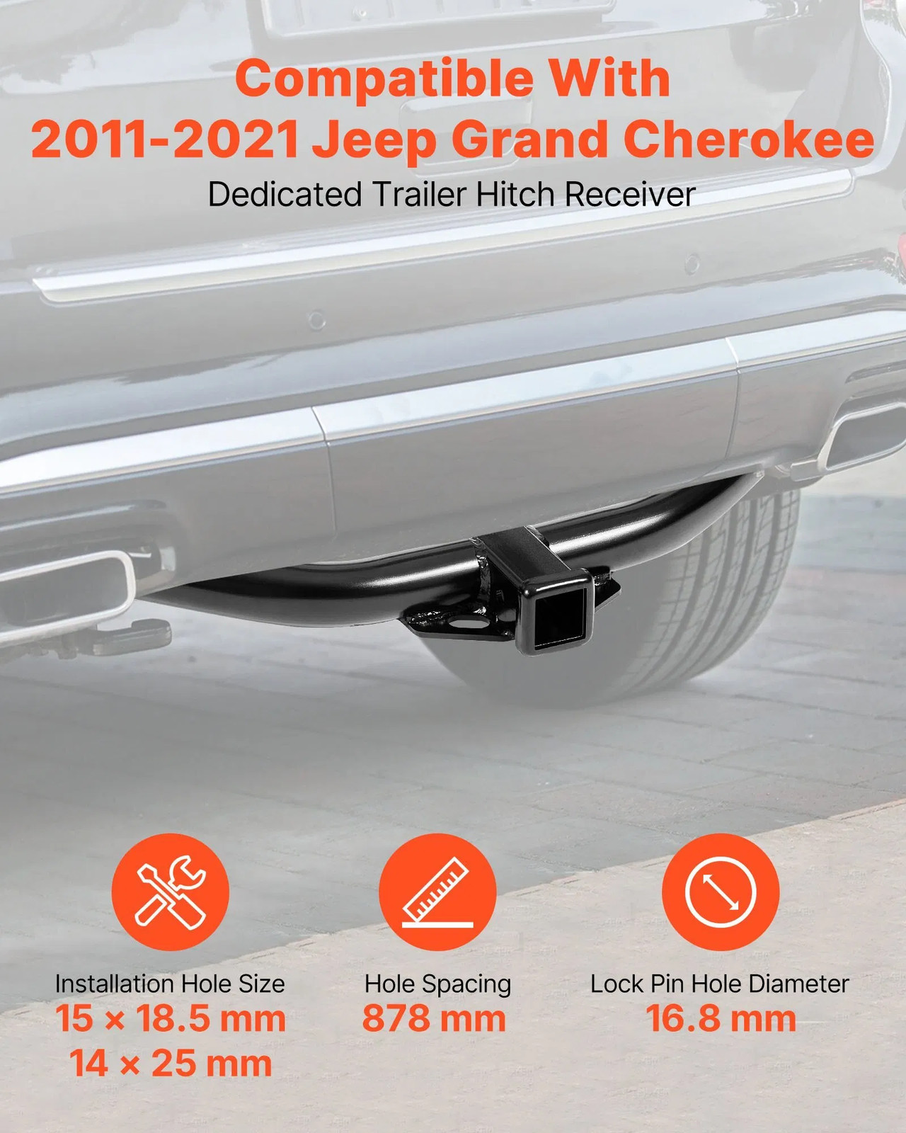Class 3 Trailer Hitch, 2-Inch Receiver, Compatible with 2011-2021 Jeep Grand Che
