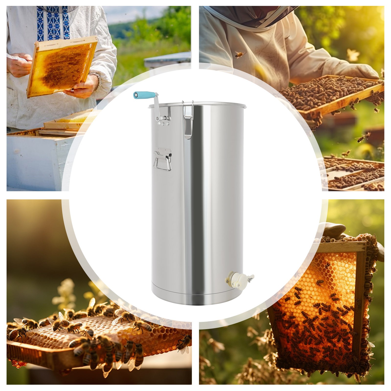 Metal Manual Honey Spinner Manual Beekeeping Extraction Tool Honeycomb Spinner