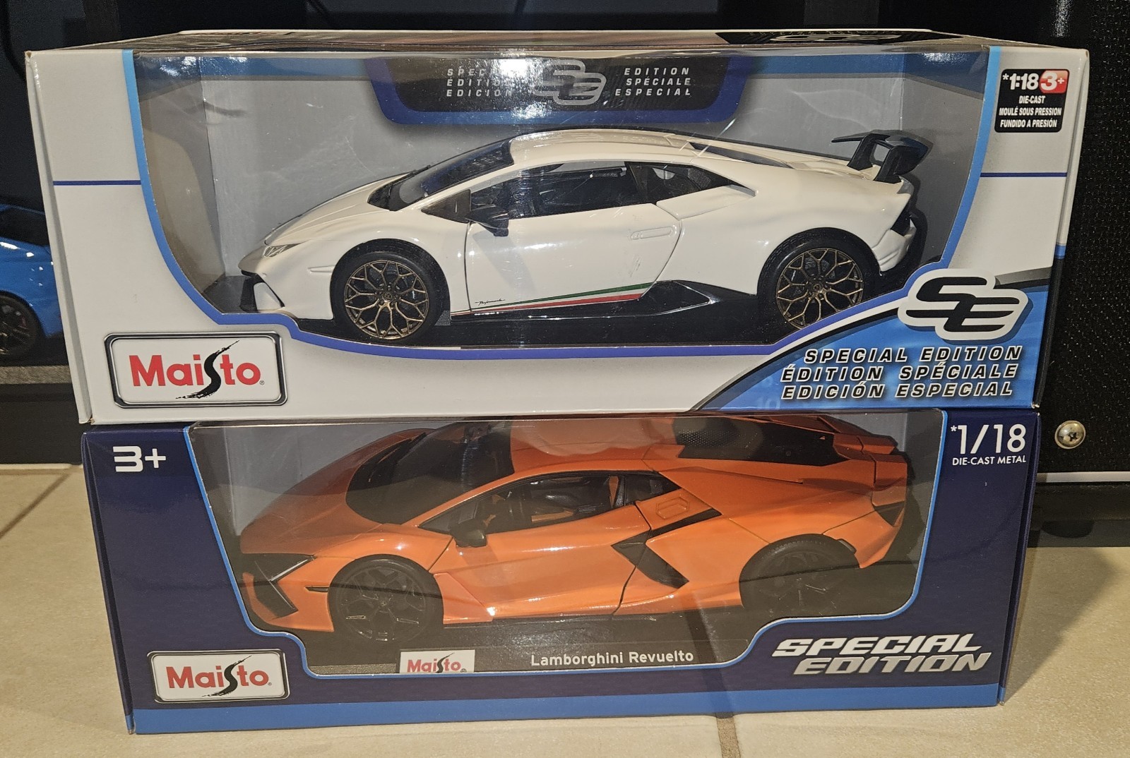 Maisto Lamborghini Revuelto And Huracan Performante 1/18 Scale Diecast Model