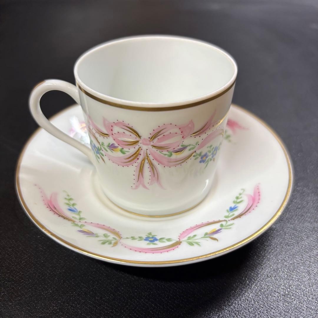 Laure Selignac Limoges Demitasse Cup Saucer Pink Ribbon