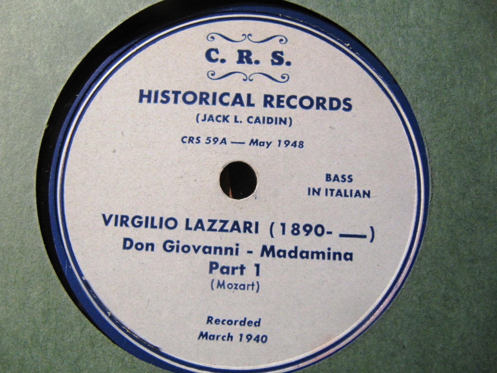 1940 Virgilio LAZZARI Don Giovanni Leporello CATALOGO ARIA Madamina il CRS 59