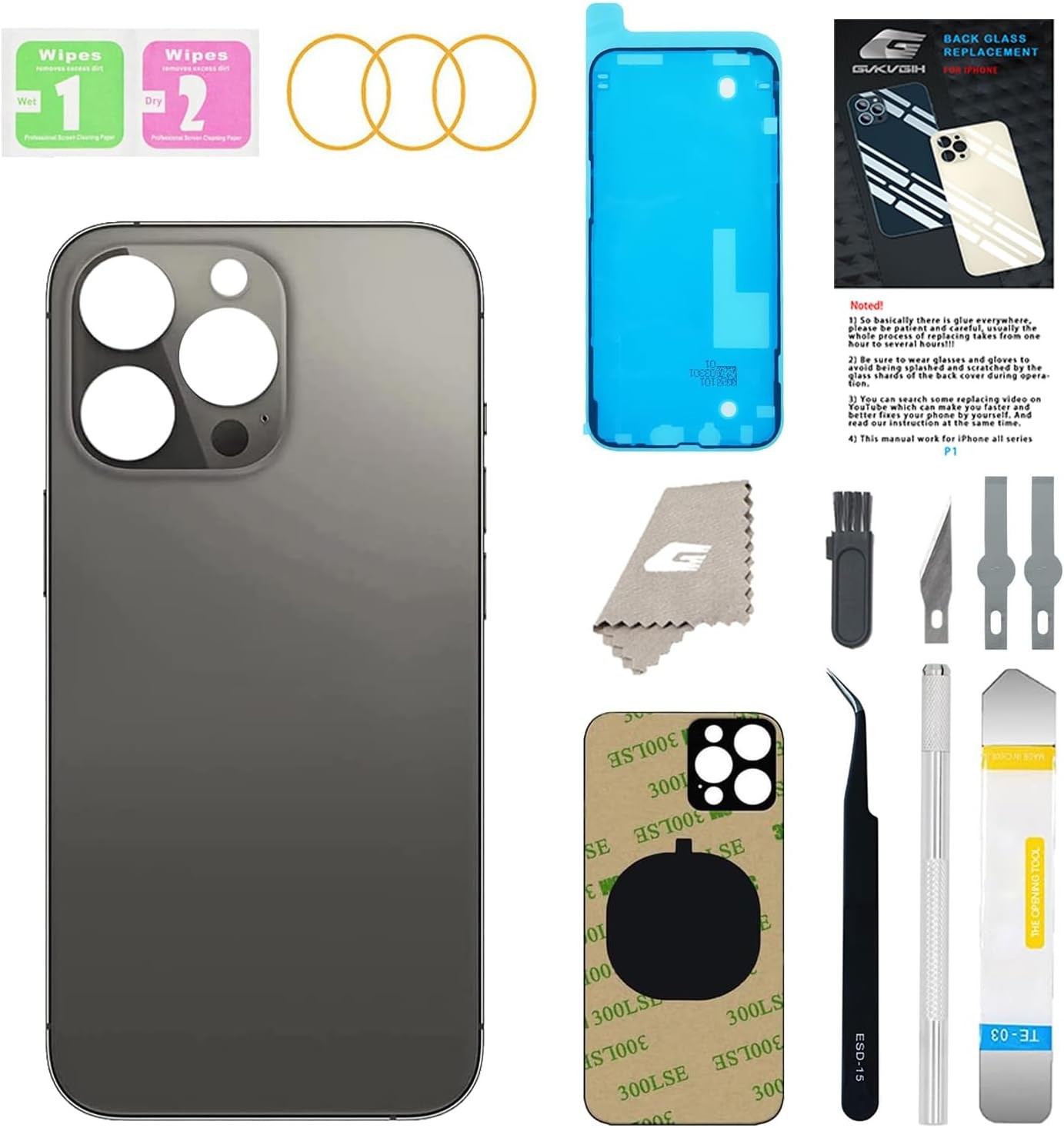 Back Glass Replacement for iPhone 12 Pro with Repir Tools Big Hole Rear Back