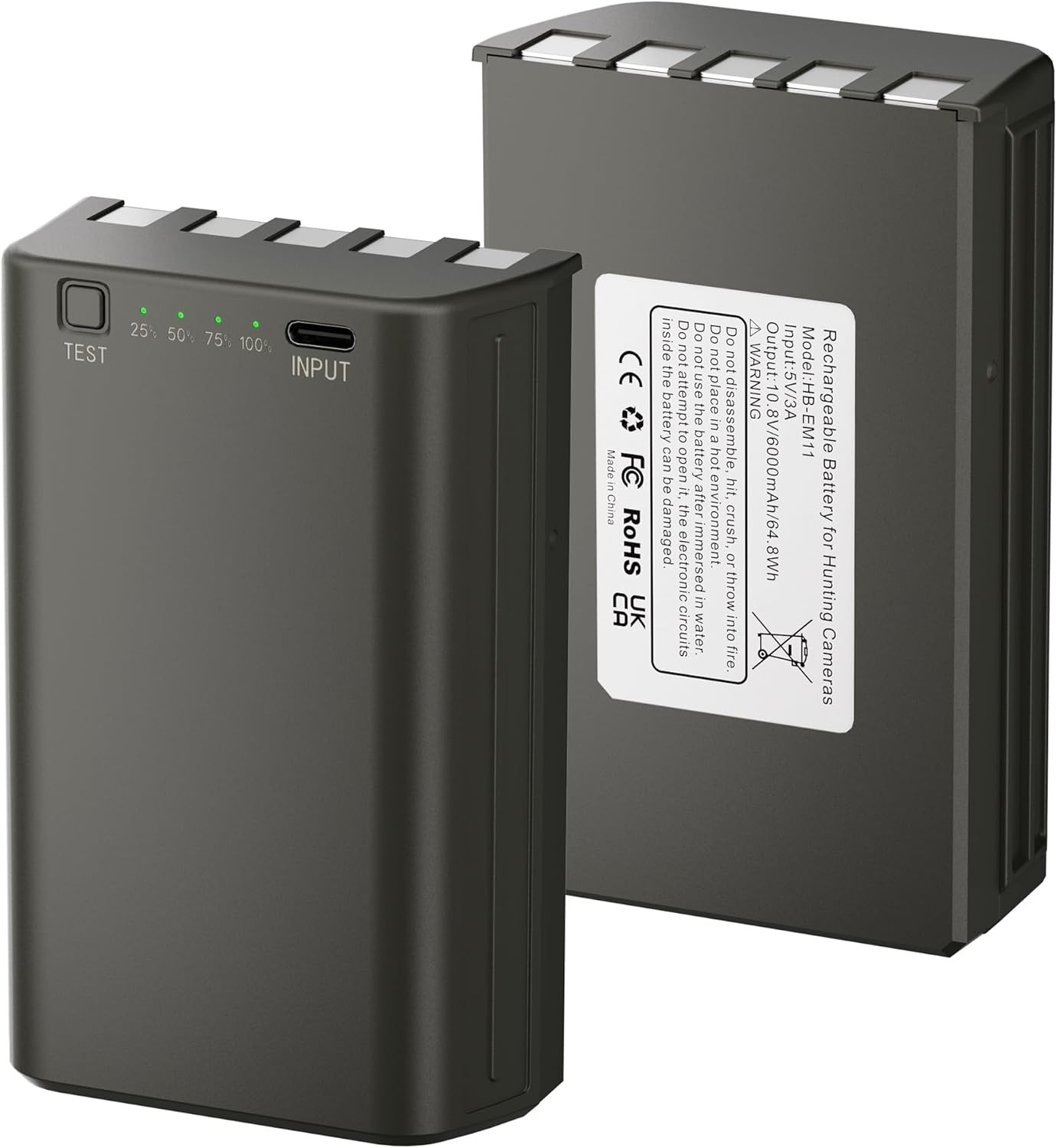 2-Pack 6000mAh Battery for Stealth Cam Fusion Deceptor Connect Trail Cam