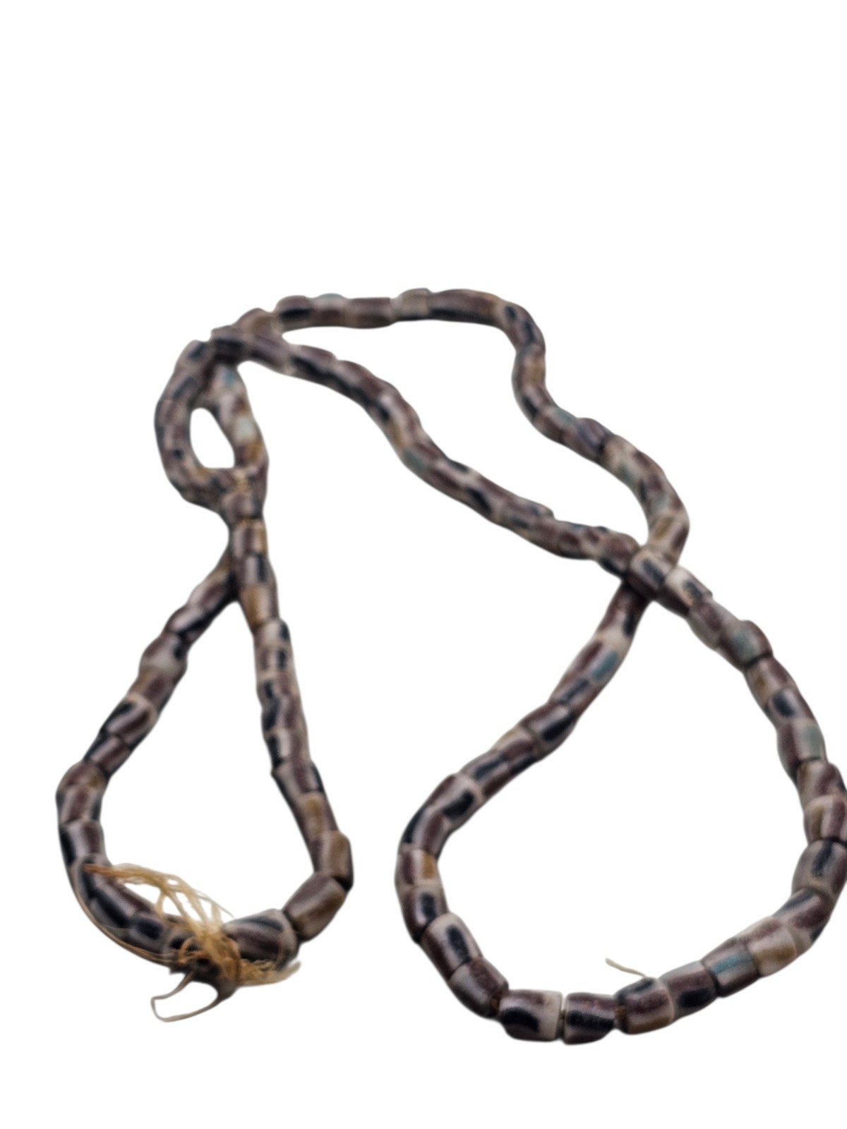 Vintage Striped Glass Trade Bead Necklace Multi-Color Bands Tribal 15" Strand