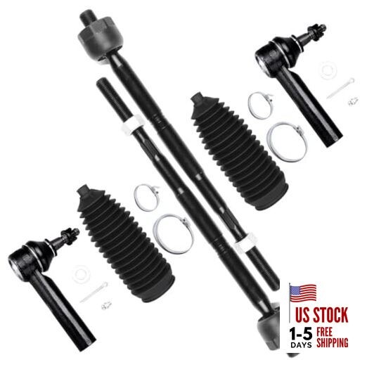  6pcs Front Suspension Kit Outer Inner Tie Rod End w/Boot Replacement for 2010 