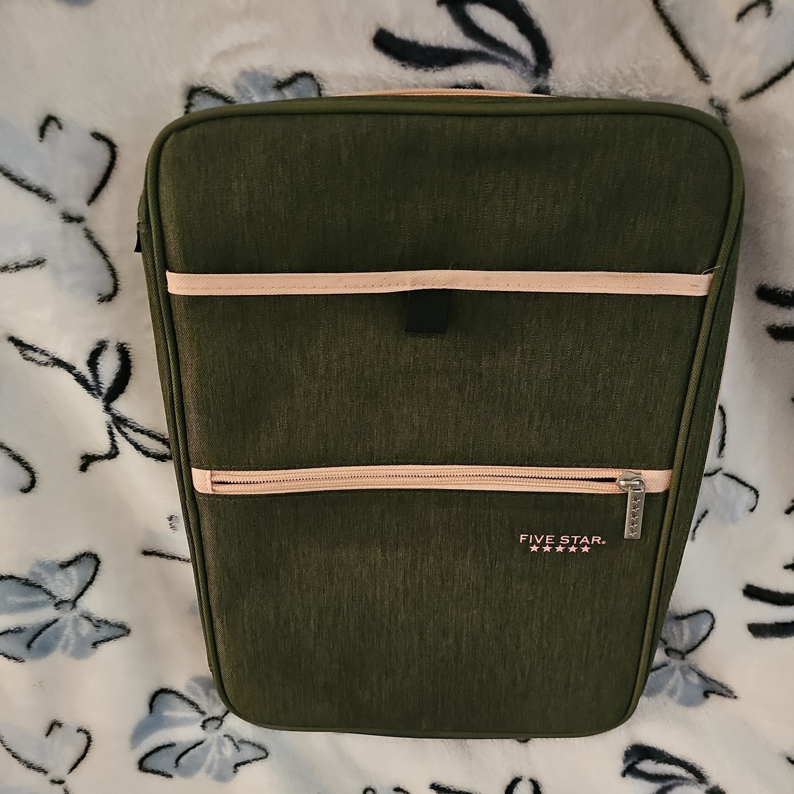 Mead Five Star Zipper 3 Ring Binder Olive Green Excellent Condition