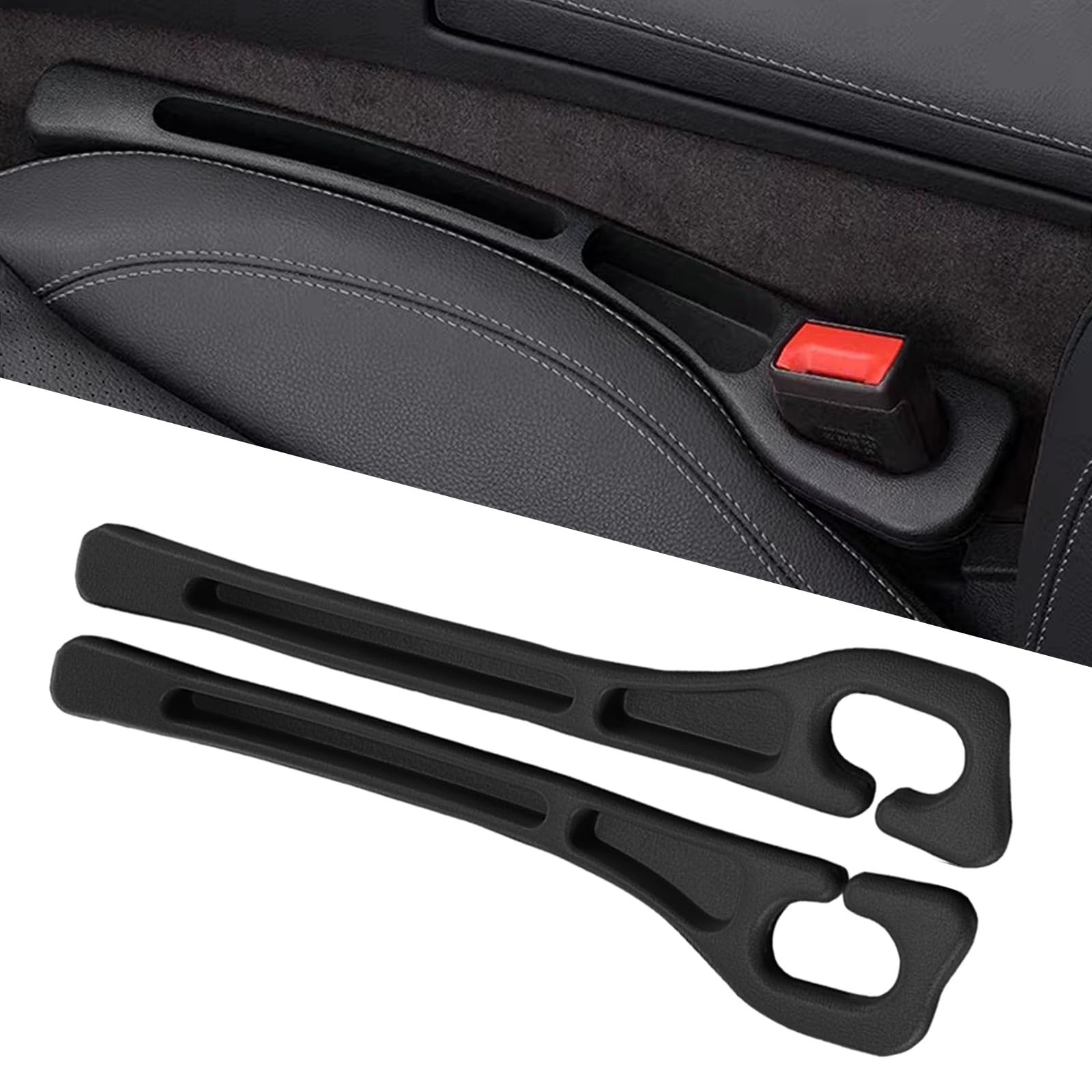 Tesdluy Car Seat Gap Filler Set of 2, Multifunctional Side Black 