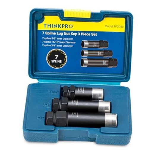7 Spline Lug Nut Socket Set,3 Piece Lug Nut Key Kit 5/8" 11/16" 3 Piece Set