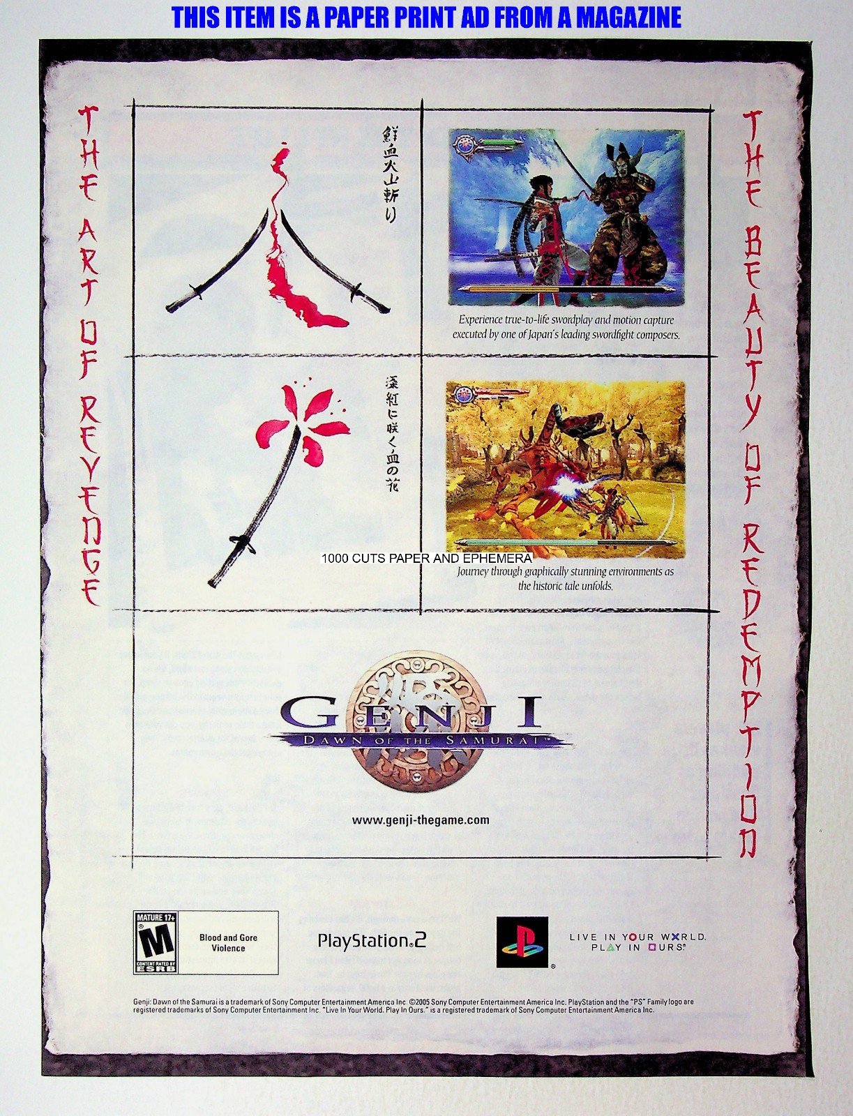 Genji Dawn of the Samurai Sony PlayStation 2 2005 Print Magazine Ad Poster