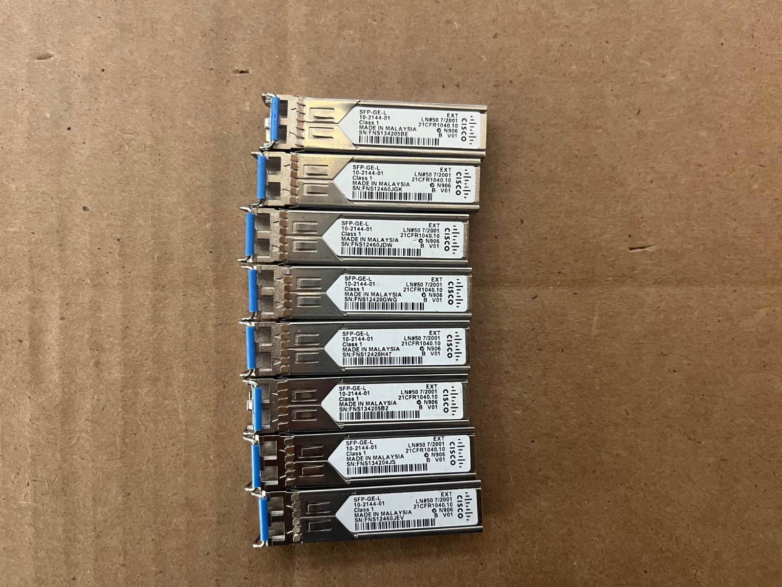 Lot of 8 Cisco SFP-GE-L 1000BASE-LX/LH SFP (DOM) 10-2144-01