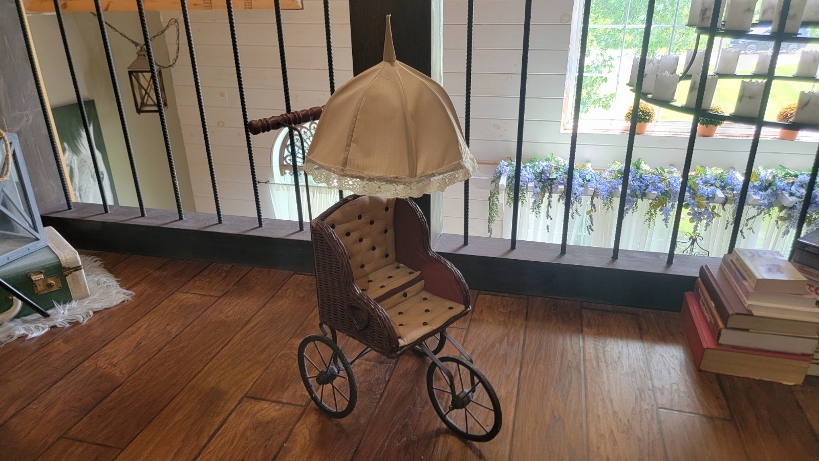 Vintage Victorian Baby Doll Carriage Metal and Wicker Wood Stroller