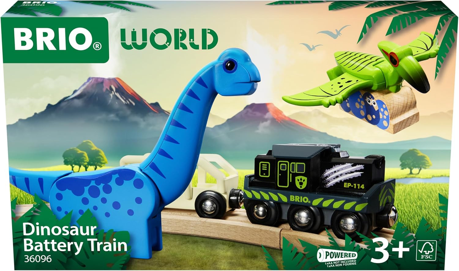 BRIO World – 36096 Dinosaur Battery Train | Toy Train for Kids Aged 3 Years Up