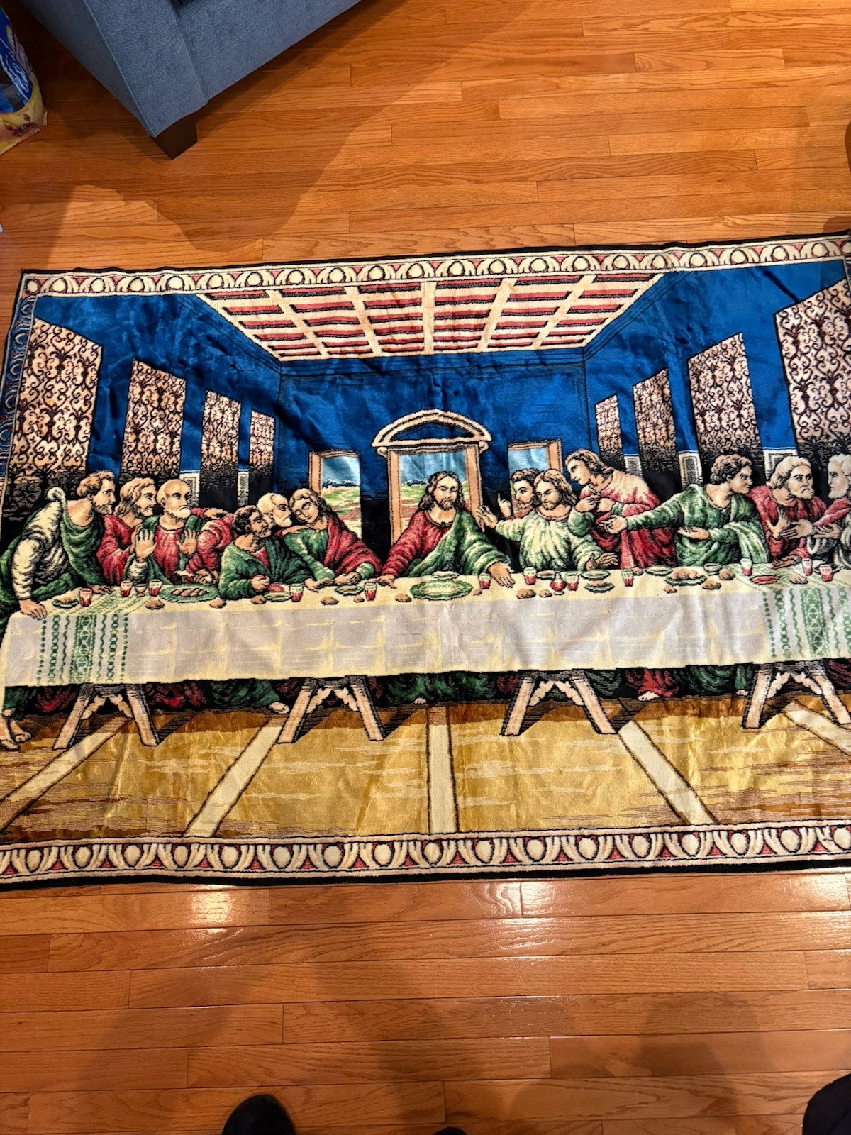 VTG Last Supper Tapestry Wall Hanging Woven 50x70 Nice Preowned