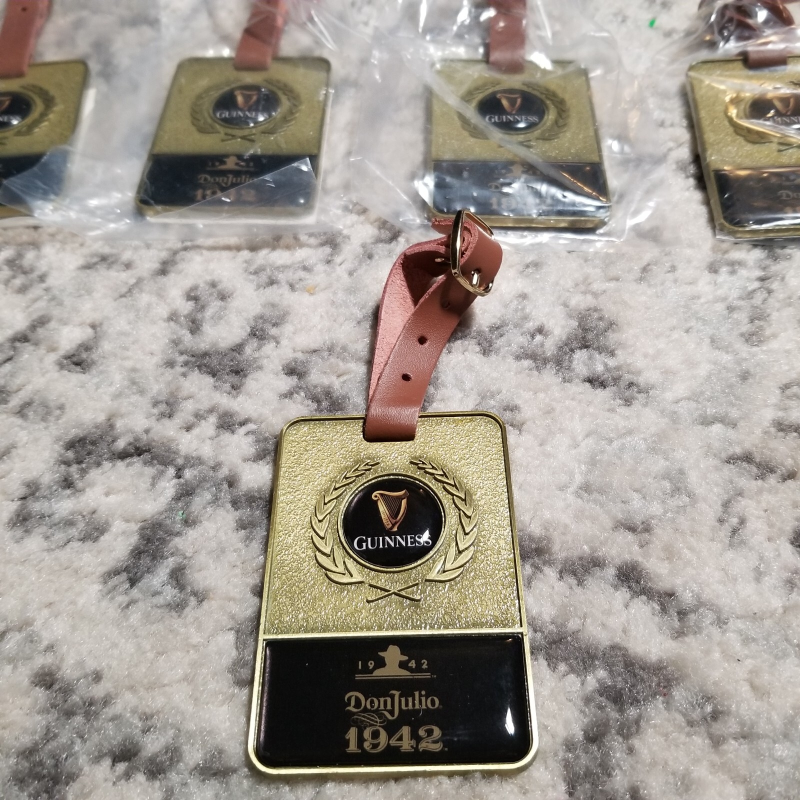 5 Lot Guinness Beer Don Julio 1942 Metal Leather Luggage Tag Eisenger Smith 