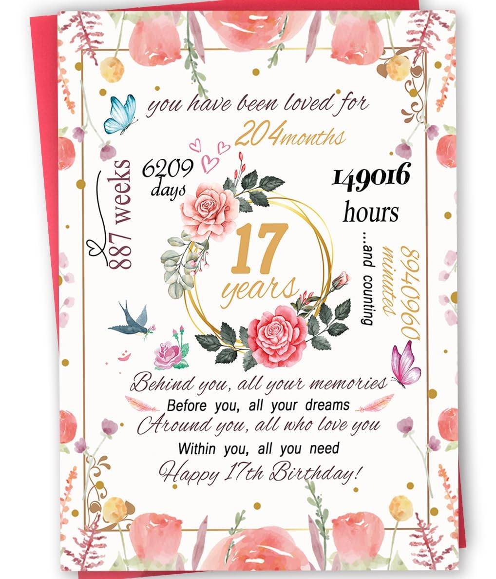 mmuue Happy 17th Birthday Card for Daughter, Funny 17 8.0 x 5.3 inches, 