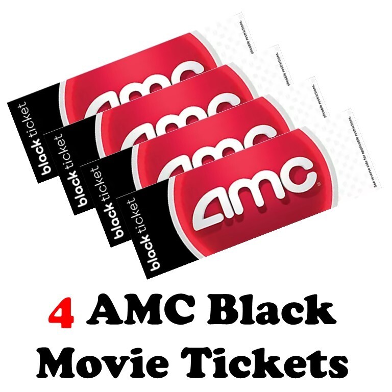 4 AMC Movie Theatres Black Ticket, No Expiration *15-Min e-Delivery Automated!*