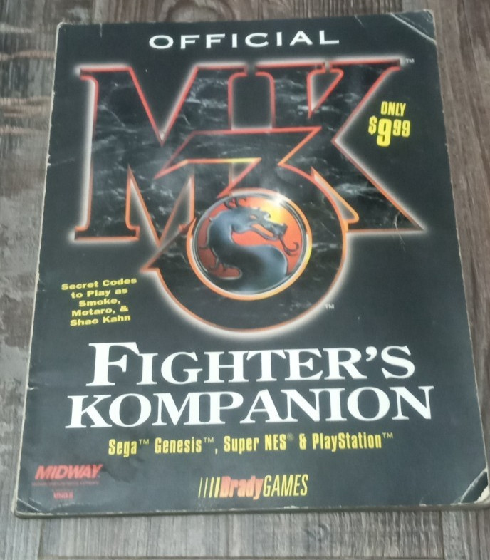 Mortal Kombat 3 Fighter's Kompanion Brady Games Guide 1995 SEGA , PS1 ,SNES