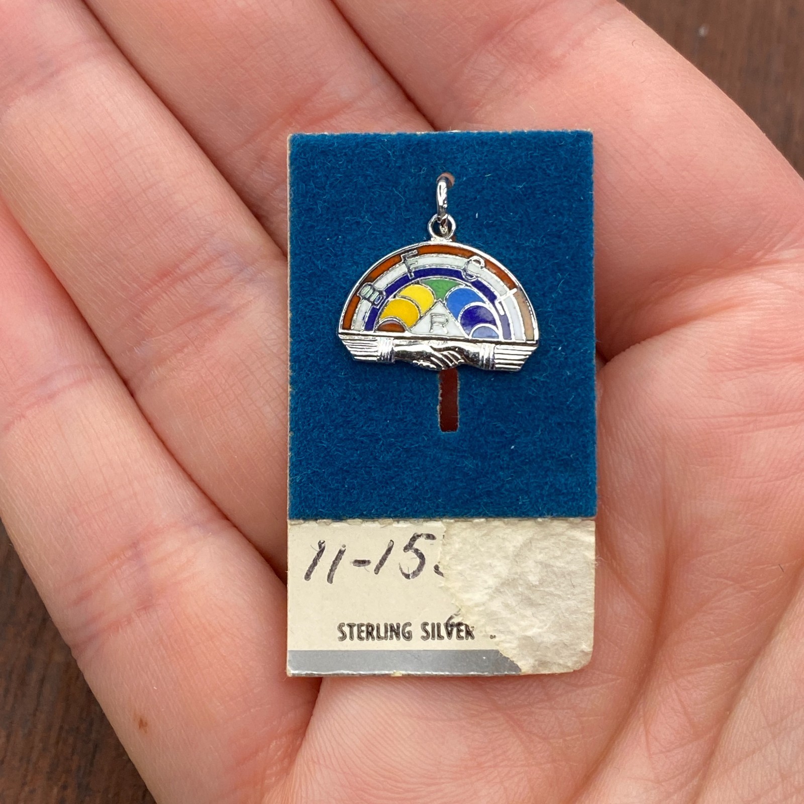 Vintage 925 Sterling Silver International Order of the Rainbow Pendant Charm