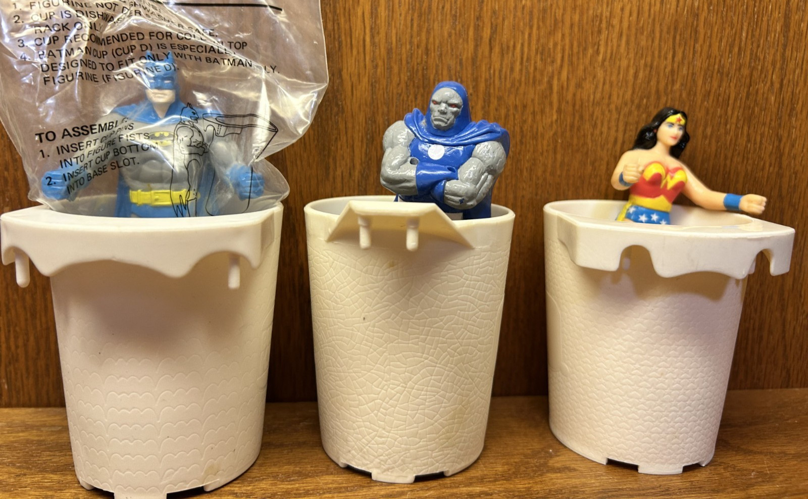 1988 Burger King  Cup Holders 4" Batman Wonder Woman Darksei